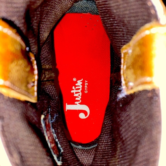 WOMEN EMBROIDERED CHUNKY LOW SLIP ON SHORT BOOTS Justin Gypsy Size 11 square toe - Picture 6 of 6